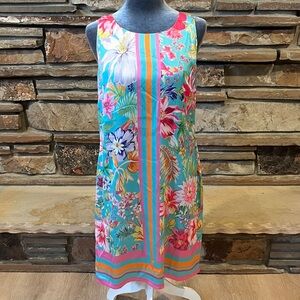 ESQUALO Disco Flower A-line Sleeveless Floral Print Knee Length Dress